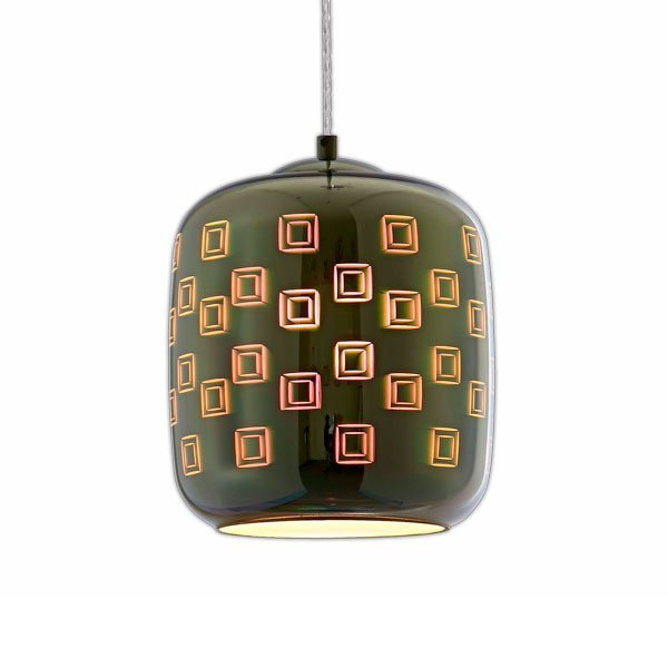 Corp led 3D, in suspensie, D200, crom, motiv patratele, Optonica 9015 [2]