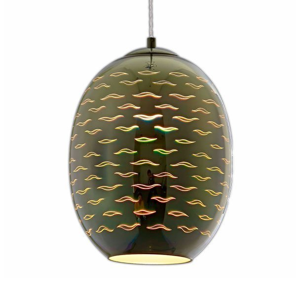 Corp led 3D, in suspensie, D220, crom, motiv pescarusi, Optonica 9011 [2]