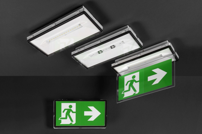 Lampa exit, aparenta, 1ora, 1.5W, permanent, test automat, IP65, lentile spatii largi, Intelight 93541 [4]