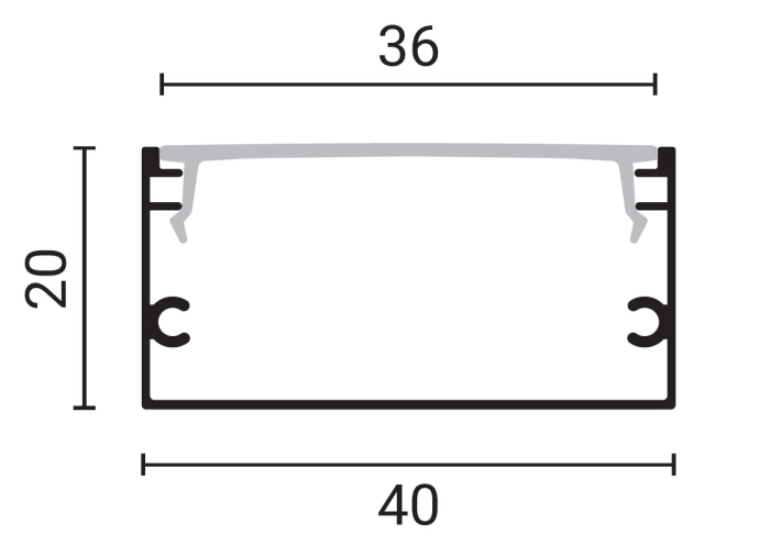 Profil aluminiu banda led 2m, 40x20mm, Corp negru/Capac alb, Optonica 5122 [2]