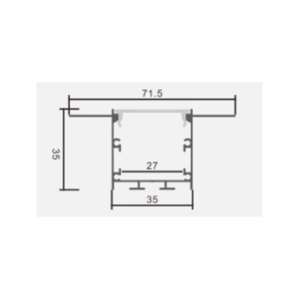 Profil aluminiu banda led 2m, tencuibil, 71.5x35mm, negru, Optonica 5124 [2]