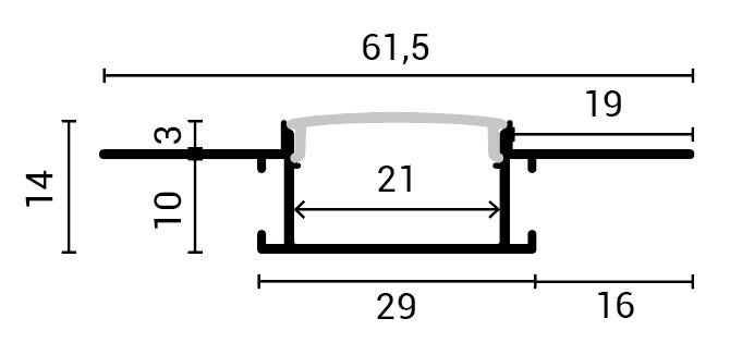 Profil aluminiu banda led 2m, tencuibil, Corp argintiu, Capac alb, Optonica 5145 [2]