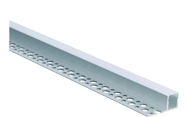 Profil aluminiu banda led 2m, tencuibil o latura, Corp argintiu, Capac alb, Optonica 5144 [1]