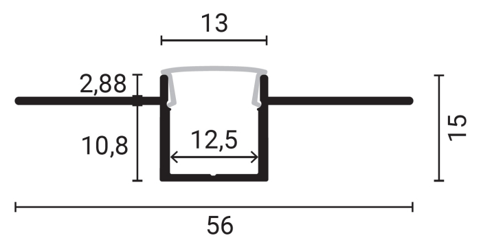 Profil aluminiu banda led, tip U cu margini, pentru tencuit, lungime 2m, culoare gri natur, Optonica 5162 [2]