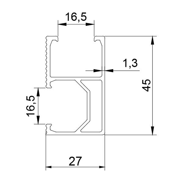 Profil de aluminiu 27*45mm, lungime 2.2m, Optonica 9601 [2]
