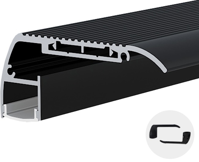 Profil din aluminiu pentru bandă LED, corp negru/capac alb, L=2M, Optonica 15134 [2]