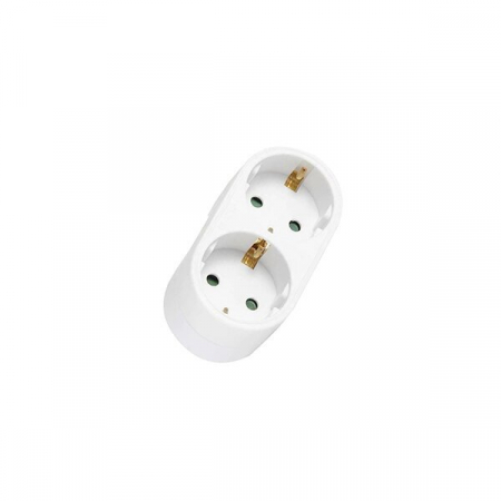 Instalatii electrice - Adaptor dublu stecher cu 2 prize Schuko, alb, Optonica 7635