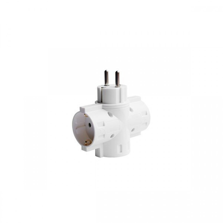Instalatii electrice - Adaptor triplu stecher cu 3 prize Schuko, alb, Optonica 7636