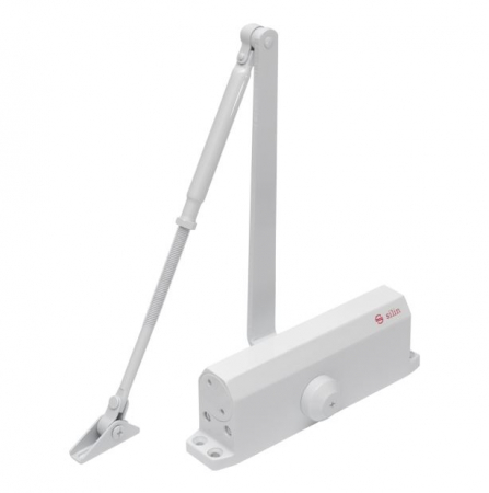 Control acces si pontaj - Amortizor hidraulic cu brat, pentru usi de 60-85kg, alb