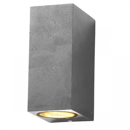 Aplice led de perete - Aplica led de perete, cubica, corp aluminiu argintiu, soclu 2xGU10, Optonica 7442