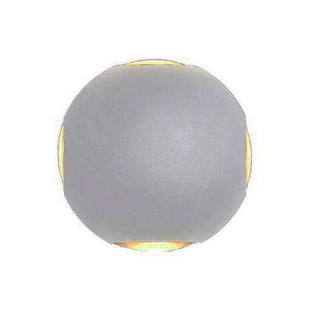 Aplice led de perete - Aplica led de perete, octogonala, cu 4 raze de lumina, corp gri, 4W, alb cald, Optonica 7489
