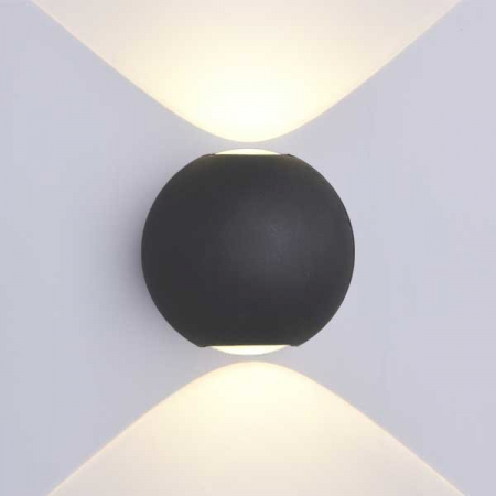 Aplica led de perete, sferica, corp negru, 6W, alb cald, Optonica 7494 [1]