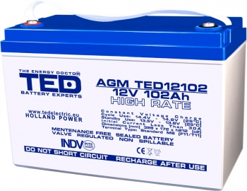 Baterii AGM VRLA de putere - EOL Baterie AGM 12V 102Ah de mare putere TED12102HRM8
