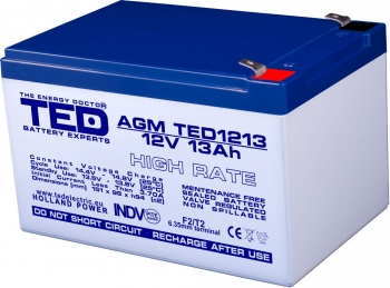 Baterii AGM VRLA de putere - EOL Baterie AGM 12V 13Ah de mare putere TED1213HRF2