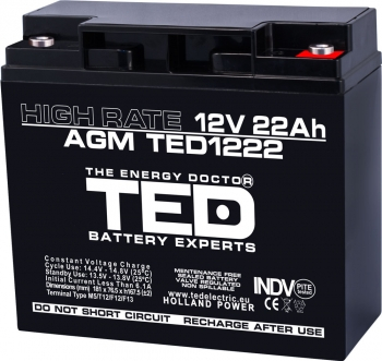 Baterii AGM VRLA de putere - EOL Baterie AGM 12V 22Ah de mare putere TED1222HRM5