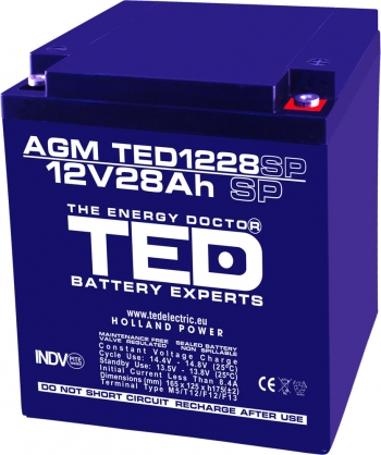 Baterii AGM VRLA - Baterie AGM 12V 28Ah marime speciala TED1228M5SP