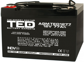 Baterii AGM VRLA - EOL Baterie AGM 12V 77Ah TED1277M8