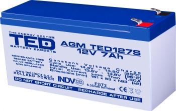 Baterii AGM VRLA - EOL Baterie AGM 12V 7Ah marime speciala TED127SF2
