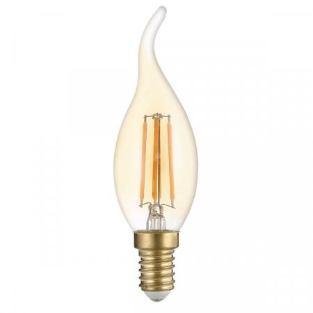 E14 - Bec led candela C35, cu filament, dimabil, soclu E14, sticla aurie, 4W, alb cald, Optonica 1416