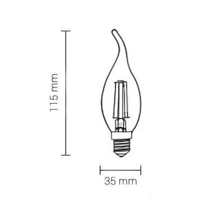 Bec led cu filament tip lumanare C35T, soclu E14, 4W, alb rece, Optonica 1480 [1]