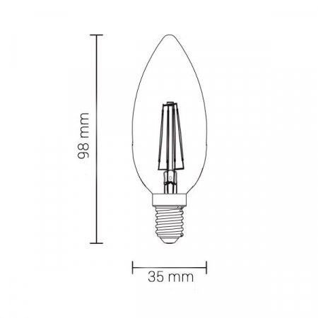 Bec led dimabil tip cu filament tip lumanare C35, soclu E14, 4W, alb cald, Optonica 1473 [1]