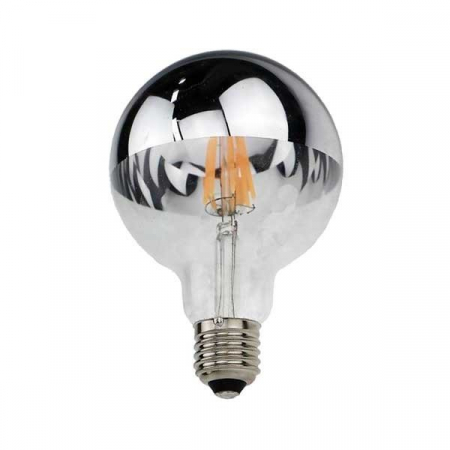 E27 - Bec led G95, jumatate sticla, jumatate argintiu, 4W, alb cald, Optonica 1887