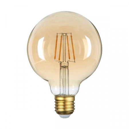 E27 - Bec led G95, soclu E27, sticla aurie, 4W, alb cald, Optonica 1794