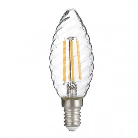 E14 - Bec led lumanare C35, cu filament, soclu E14, sticla spiralata, 4W, alb cald, Optonica 1413