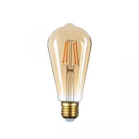E27 - Bec led lumanare ST64, sticla aurie, 8W, alb cald, Optonica 1305