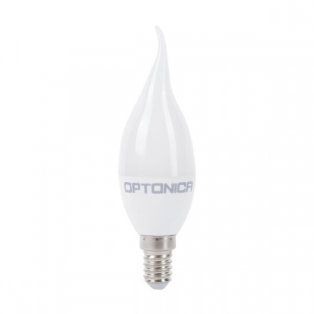 E14 - Bec led tip lumanare cu varf indoit, soclu E14, 5.5W, alb cald, Optonica 1437