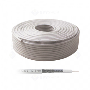 Cabluri voce date video alarma - Cablu coaxial alb RG6 (100 m), 75 ohm, alb
