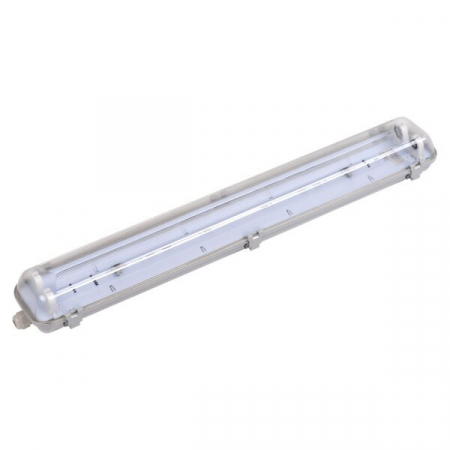 Carcase pentru tuburi led - Carcasa corp iluminat industrial, liniar, cu alimentare printr-un cap pentru tuburi led T8, 2x150cm, Optonica 6657
