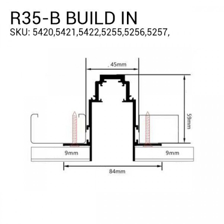 Conector drept R35-B, pentru sina R35, alb, Optonica 5258 [1]