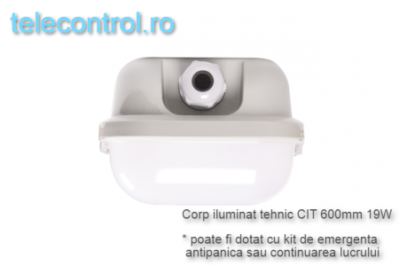 Corp iluminat industrial LED 60cm, 19W, 2100lm, 4000K, IP65, IK09, 180grade, Intelight 93101 [2]