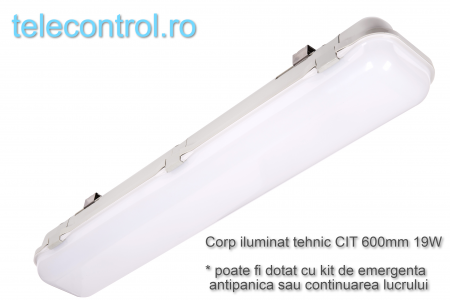 Corp iluminat industrial LED 60cm, 19W, 2100lm, 4000K, IP65, IK09, 180grade, Intelight 93101 [0]
