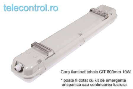 Corp iluminat industrial LED 60cm, 19W, 2100lm, 4000K, IP65, IK09, 180grade, Intelight 93101 [1]