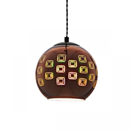 Corp iluminat led suspendat, lustra, 3D din sticla cupru, model patratele, Optonica 9005 [1]