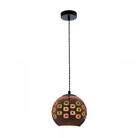 Corpuri led suspendate - Corp iluminat led suspendat, lustra, 3D din sticla cupru, model patratele, Optonica 9005