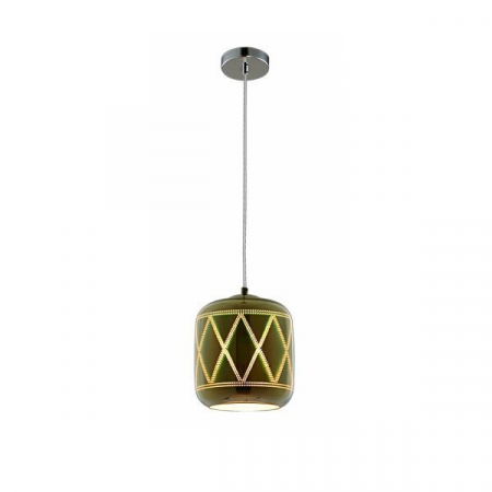 Corpuri led suspendate - Corp led 3D, in suspensie, D200, crom, motiv romburi, Optonica 9014