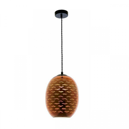 Corpuri led suspendate - Corp led 3D, in suspensie, D220, cupru, motiv pescarusi, Optonica 9009