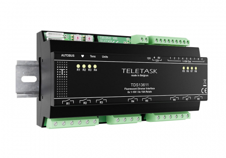 Dimmere - Interfata control dimmer fluorescent 8 x 1-10V (+ 8 x 10A contact), Teletask TDS13611
