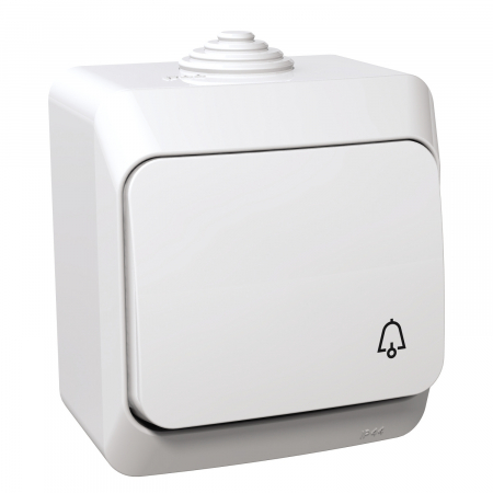 Aparataj ultraterminal modular - Intrerupator cu revenire, aparent, alb, simbol sonerie, Schneider, WDE000512