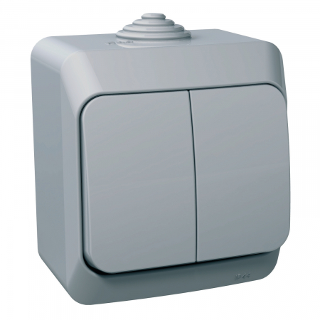 Aparataj ultraterminal modular - Intrerupator dublu, aparent, gri, Schneider, WDE000650