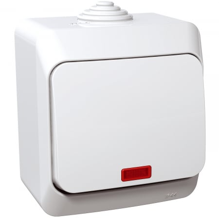 Aparataj ultraterminal modular - Intrerupator simplu, aparent, alb, indicator luminos, Schneider, WDE000514