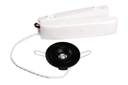 de siguranta - Lampa antipanica, spot incastrat negru, 3h, 4W, mentinut, test manual, lentile spatii deschise,  Intelight 83514