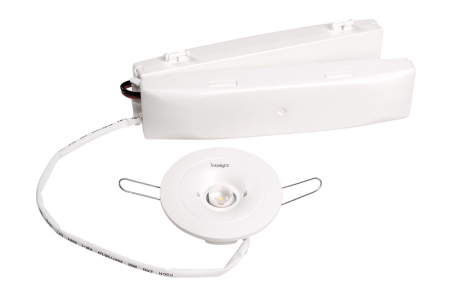 de siguranta - Lampa antipanica, spot incastrat alb, 3h, 4W, mentinut, test manual, lentile spatii deschise,  Intelight 83014