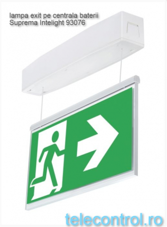 centrala de baterii - Lampa EXIT 2 fete pentru centrala de baterii, aparenta coborata pe sufe, 5W, test prin centrala baterii, IP54, Intelight 93076