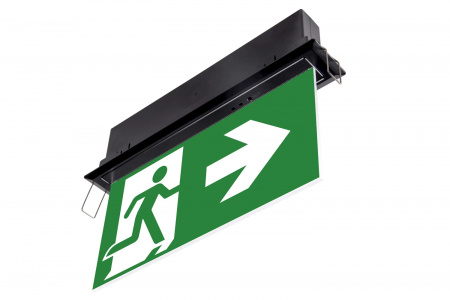 Lampa iluminat evacuare directional pentru centrala de baterii, neagra, aparenta, 1 ora, 2.5W, mentinut, test prin centrala de baterii, IP20,  Intelight 90181 [3]