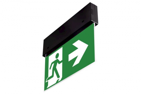 Lampa iluminat evacuare directional pentru centrala de baterii, neagra, aparenta, 2 ore, 3W, mentinut, test prin centrala de baterii, IP20,  Intelight 90183 [1]