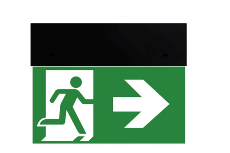 centrala de baterii - Lampa iluminat evacuare directional pentru centrala de baterii, neagra, aparenta, 2W, mentinut, test prin centrala de baterii, IP20,  Intelight 89580